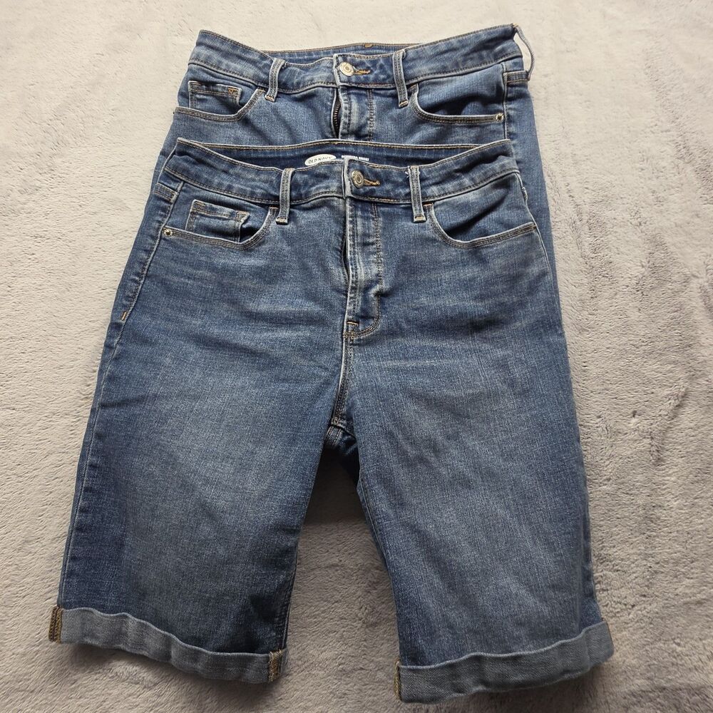 Old Navy High Rise Bermuda Denim Shorts Women's Size 4 Cuffed Lot of 2